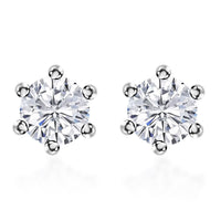 Moissanite 1.90 ctw Solitaire Stud Earrings in Rhodium Over Sterling Silver
