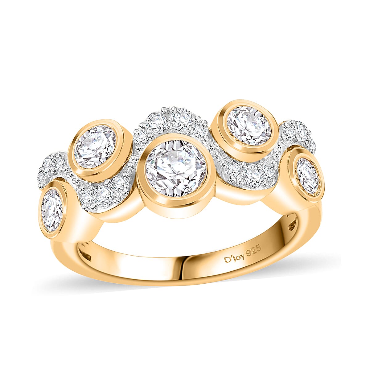 Moissanite Ring in 18K Vermeil YG Over Sterling Silver (Size 5.0) 1.50 ctw