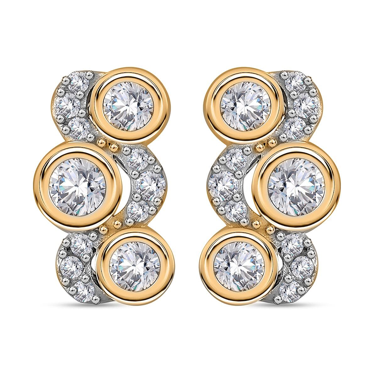 Moissanite 1.00 ctw Earrings in 18K Vermeil Yellow Gold Over Sterling Silver