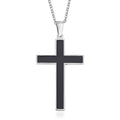 Shungite 2.00 ctw Inlay Cross Pendant Necklace 20-22 Inches in Stainless Steel - Sticky add to cart bar