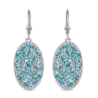 Doorbuster Betroka Blue Apatite, White Zircon Earrings in Rhodium Over Sterling Silver 9.00 ctw