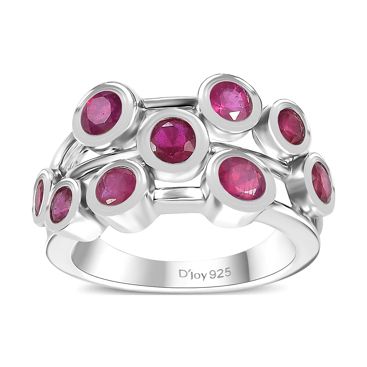 Doorbuster Niassa Ruby (FF) Bubbles Ring in Rhodium Over Sterling Silver (Size 7.0) 2.50 ctw