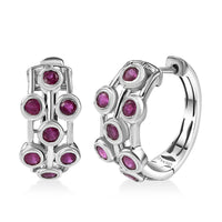 Doorbuster Niassa Ruby (FF) 2.35 ctw Bubbles Hoop Earrings in Rhodium Over Sterling Silver
