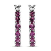 D'Joy Radiant Ember Garnet 5.40 ctw Inside-out Hoop Earrings in Rhodium Over Sterling Silver
