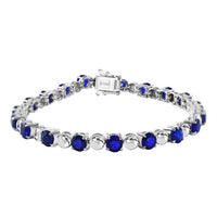 Tanzanian Blue Spinel Bracelet in Rhodium Over Sterling Silver (7.0 In) 10.67 ctw