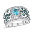 Lagoon Apatite, Multi Gemstone Galaxy Ring in Rhodium Over Sterling Silver (Size 10.0) 2.25 ctw - Sticky add to cart bar