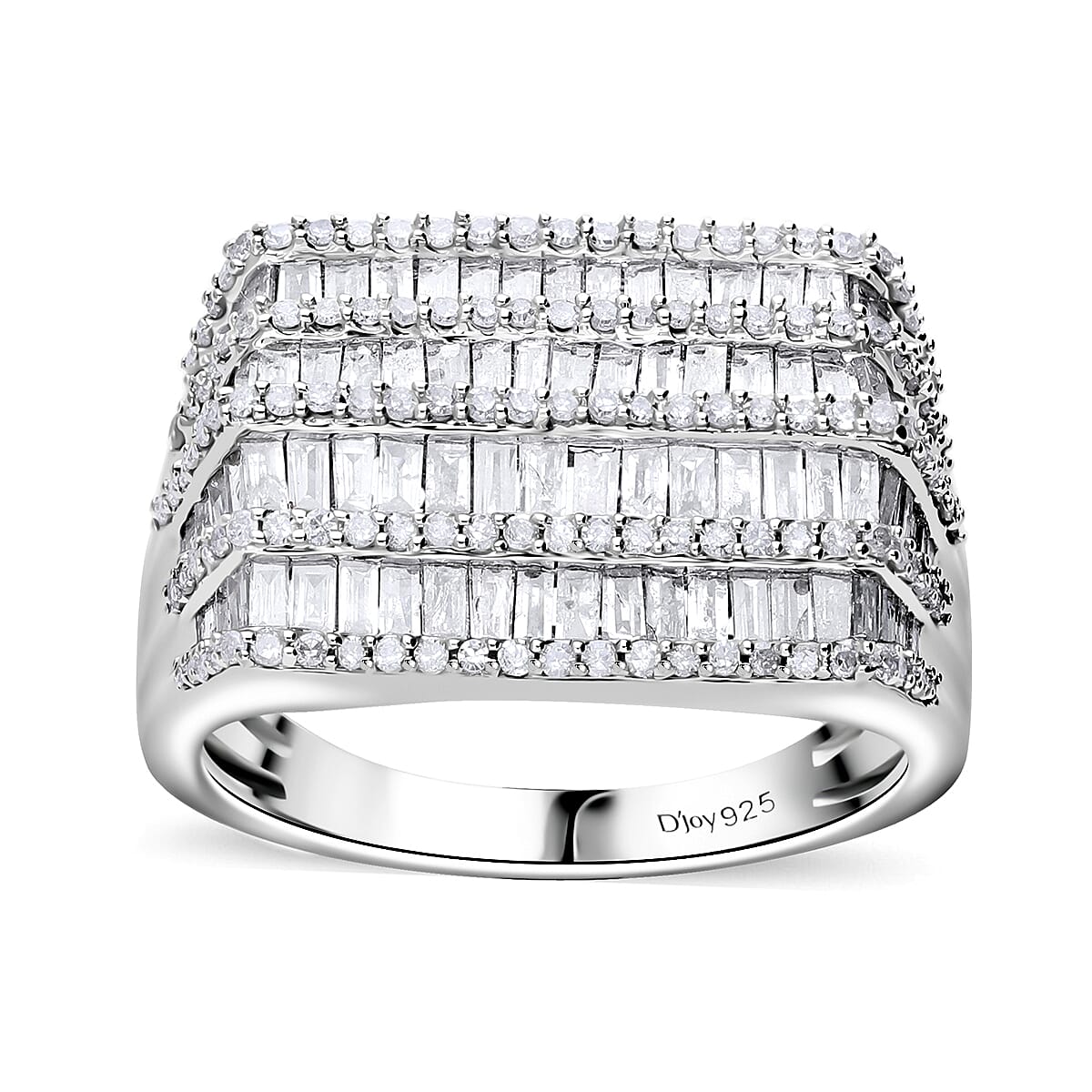 Diamond Men's Ring in Platinum Over Sterling Silver (Size 10.0) (Del. in 8-10 Days) 2.00 ctw
