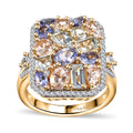 Multi Gemstone Cluster Ring in 18K Vermeil YG Over Sterling Silver (Size 10.0) 4.20 ctw - Sticky add to cart bar