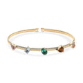 Luxoro AAA Multi Beryl Family and Emerald 2.75 ctw Cuff Bracelet in 10K Yellow Gold (7.25 In) 4.75 Grams - Sticky add to cart bar