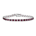 Tanzanian Wine Garnet, White Zircon Tennis Bracelet in Rhodium Over Sterling Silver (7.25 In) 15.10 ctw - Sticky add to cart bar