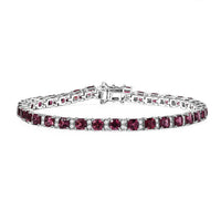Tanzanian Wine Garnet, White Zircon Tennis Bracelet in Rhodium Over Sterling Silver (7.25 In) 15.10 ctw