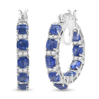 Tanzanian Wine Garnet and White Zircon 8.85 ctw Hoop Earring in Rhodium Over Sterling Silver