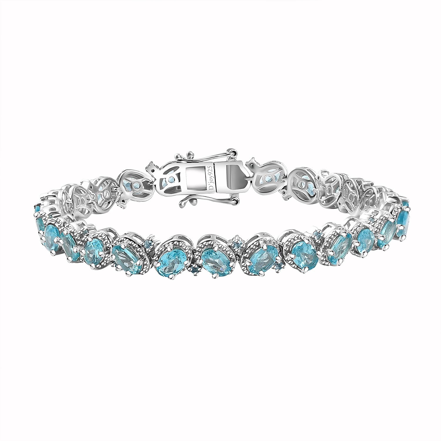 TLV Betroka Blue Apatite Bracelet in Rhodium Over Sterling Silver (7.25 In) 11.60 ctw