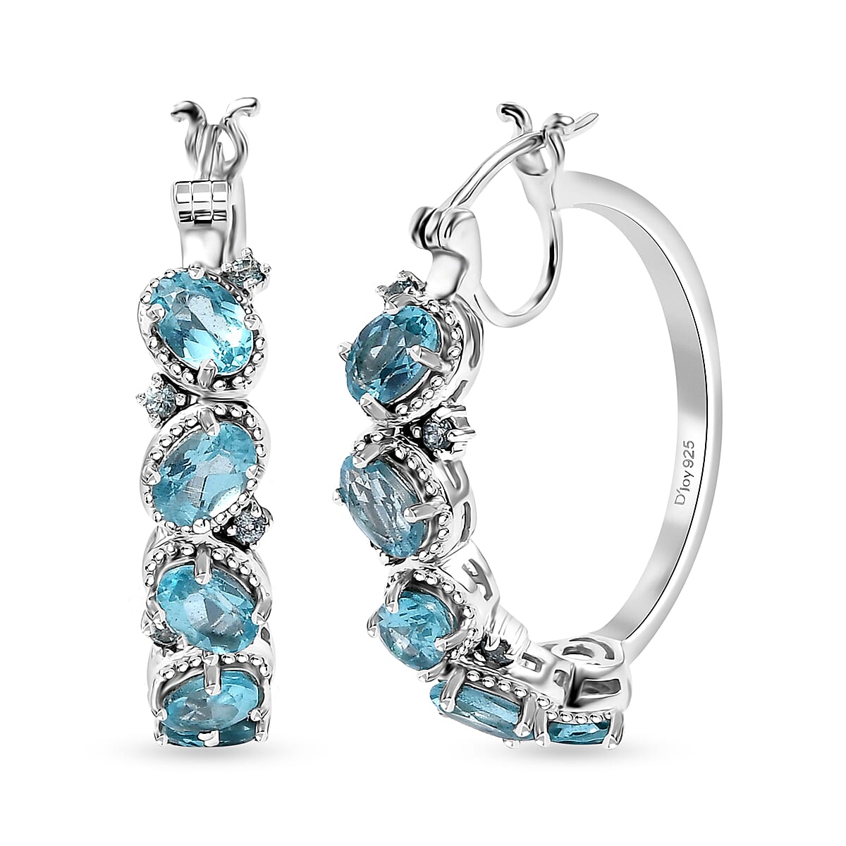 TLV Betroka Blue Apatite Earrings in Rhodium Over Sterling Silver 5.10 ctw