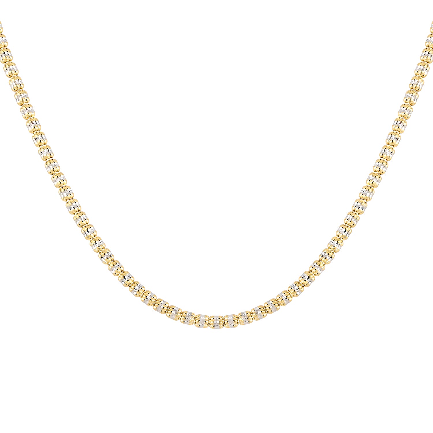 10K Yellow and White Gold 2.9mm Ice Chain Necklace 24 Inches 13 Grams