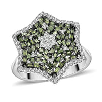 Doorbuster Blue Diamond (IR), Diamond Star Ring in Platinum Over Sterling Silver (Size 10.0) 1.00 ctw