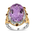 Doorbuster Karis Rose De France Amethyst, Mozambique Garnet Ring in 18K YG Plated and Platinum Bond (Size 7.0) 12.40 ctw - Sticky add to cart bar