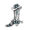 Artisan Crafted White Buffalo and Sleeping Beauty Turquoise 1.40 ctw Cowboy Pendant in Black Oxidized Sterling Silver - Sticky add to cart bar