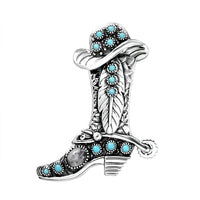 Artisan Crafted White Buffalo and Sleeping Beauty Turquoise 1.40 ctw Cowboy Pendant in Black Oxidized Sterling Silver
