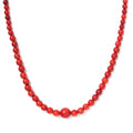 Coral Beaded 88.85 ctw Necklace 20 Inches in Rhodium Over Stainless Steel - Sticky add to cart bar