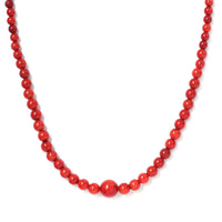 Coral Beaded 88.85 ctw Necklace 20 Inches in Rhodium Over Stainless Steel