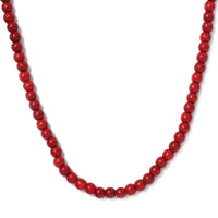 Red Howlite 108.40 ctw Beaded Necklace in Stainless Steel 20 Inches