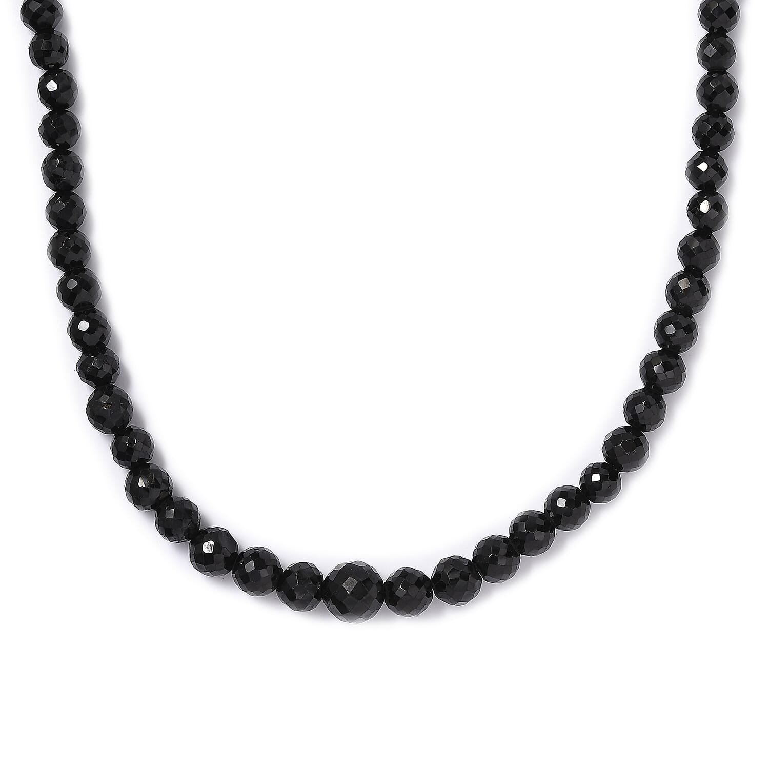 Thai Black Spinel 166.00 ctw Beaded Necklace in Stainless Steel 20 Inches