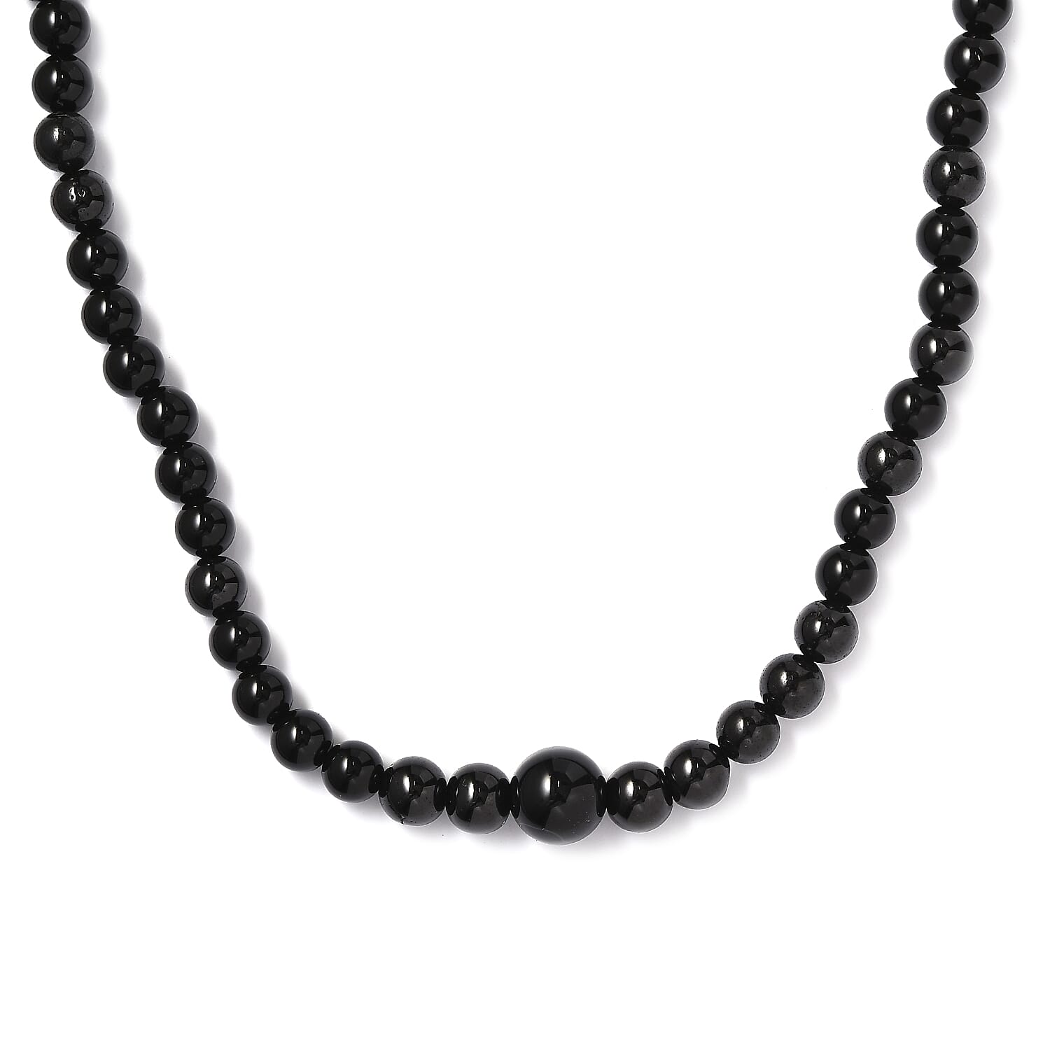 Black Spinel, Black Obsidian, Black Agate 160.00 ctw Necklace 20 Inches in Rhodium Over Stainless Steel