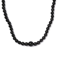 Black Spinel, Black Obsidian, Black Agate 160.00 ctw Necklace 20 Inches in Rhodium Over Stainless Steel