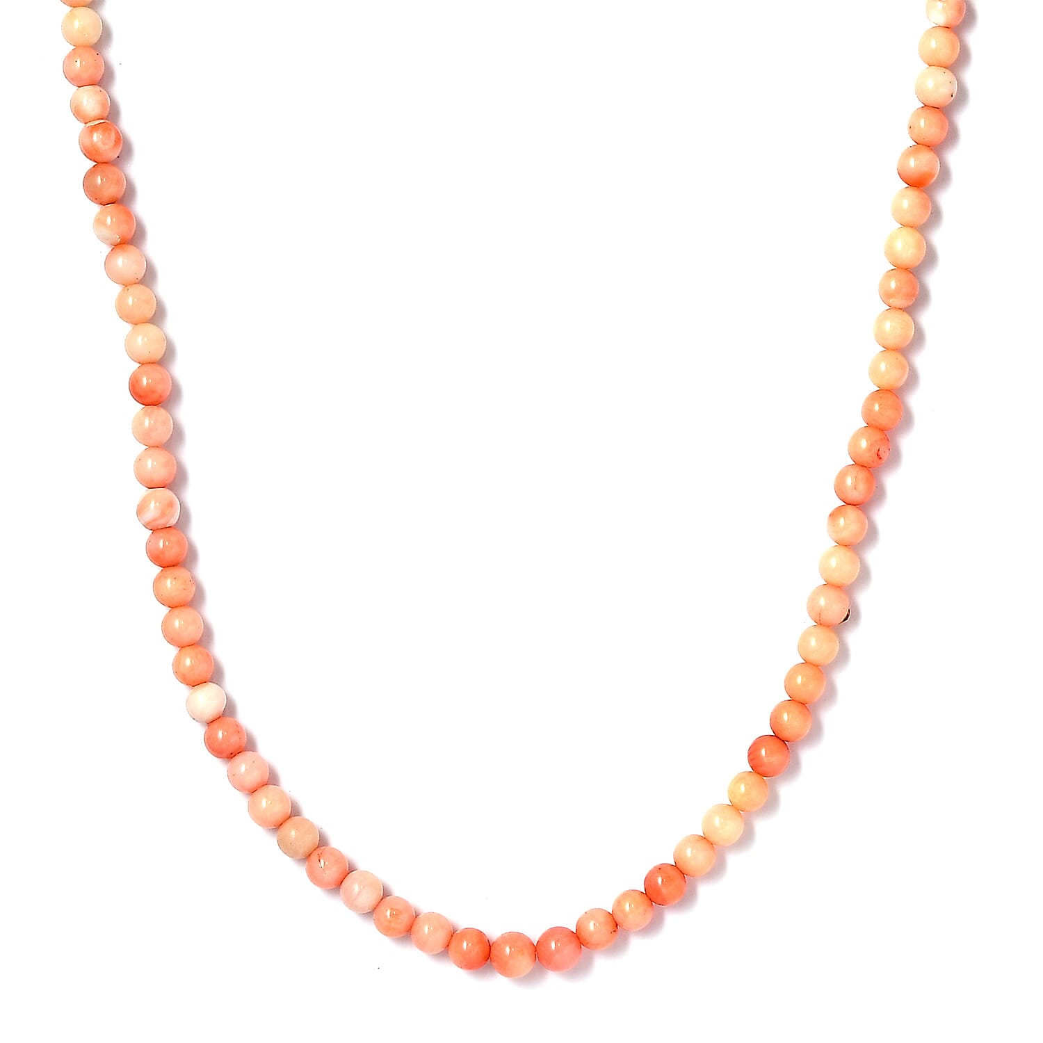 Coral 89.40 ctw Beaded Necklace in Stainless Steel 20 Inches