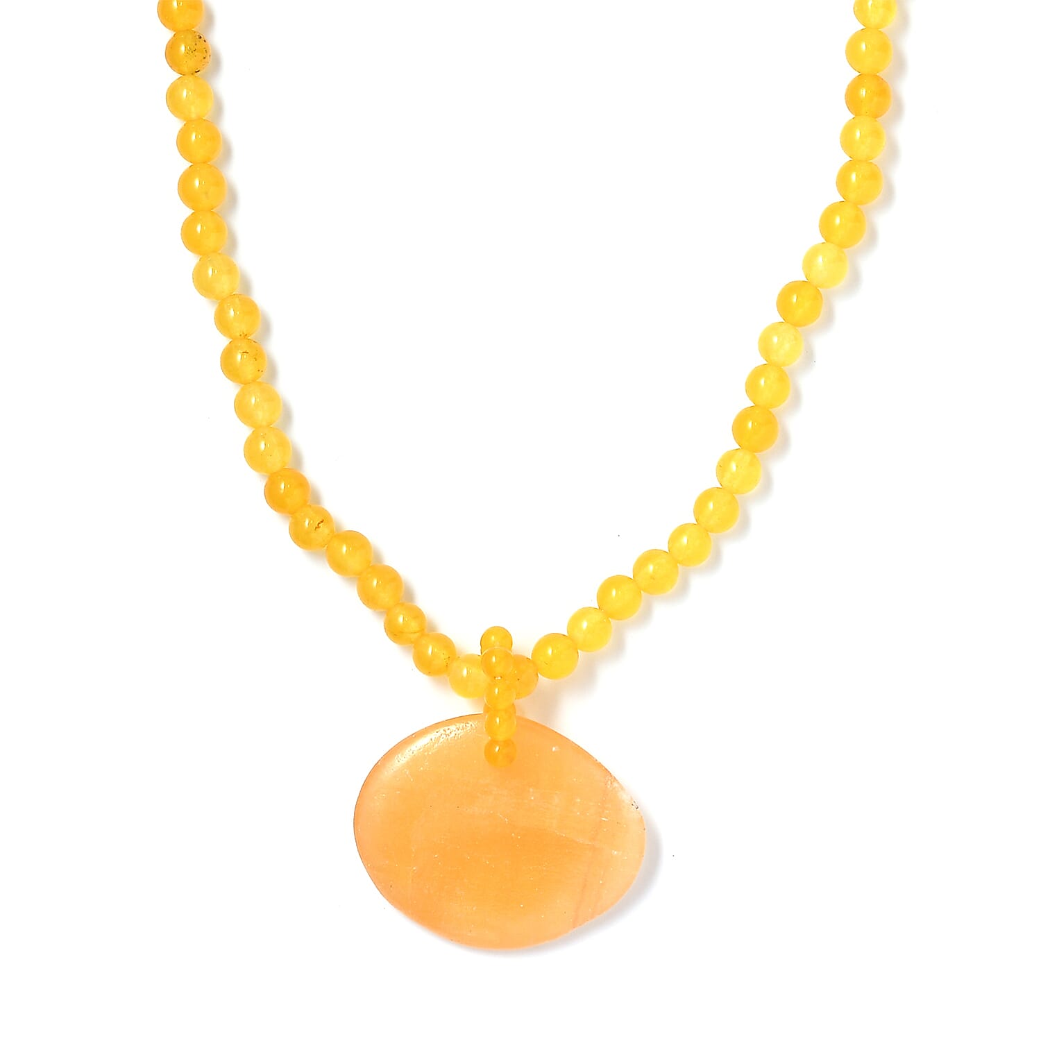 Yellow Quartzite 269.00 ctw Beaded Necklace in Stainless Steel 20 Inches