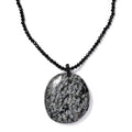 Snow Flake Obsidian and Thai Black Spinel 179.90 ctw Beaded Necklace in Stainless Steel 20 Inches - Sticky add to cart bar