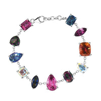 D'Joy Multi Mystic Topaz 35.75 ctw Bracelet in Rhodium Over Sterling Silver (7.25 In)