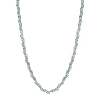 D'Joy Madagascar Lagoon Apatite and Moissanite 16.50 ctw Ocean Wave Necklace in Rhodium Over Sterling Silver 18 Inches