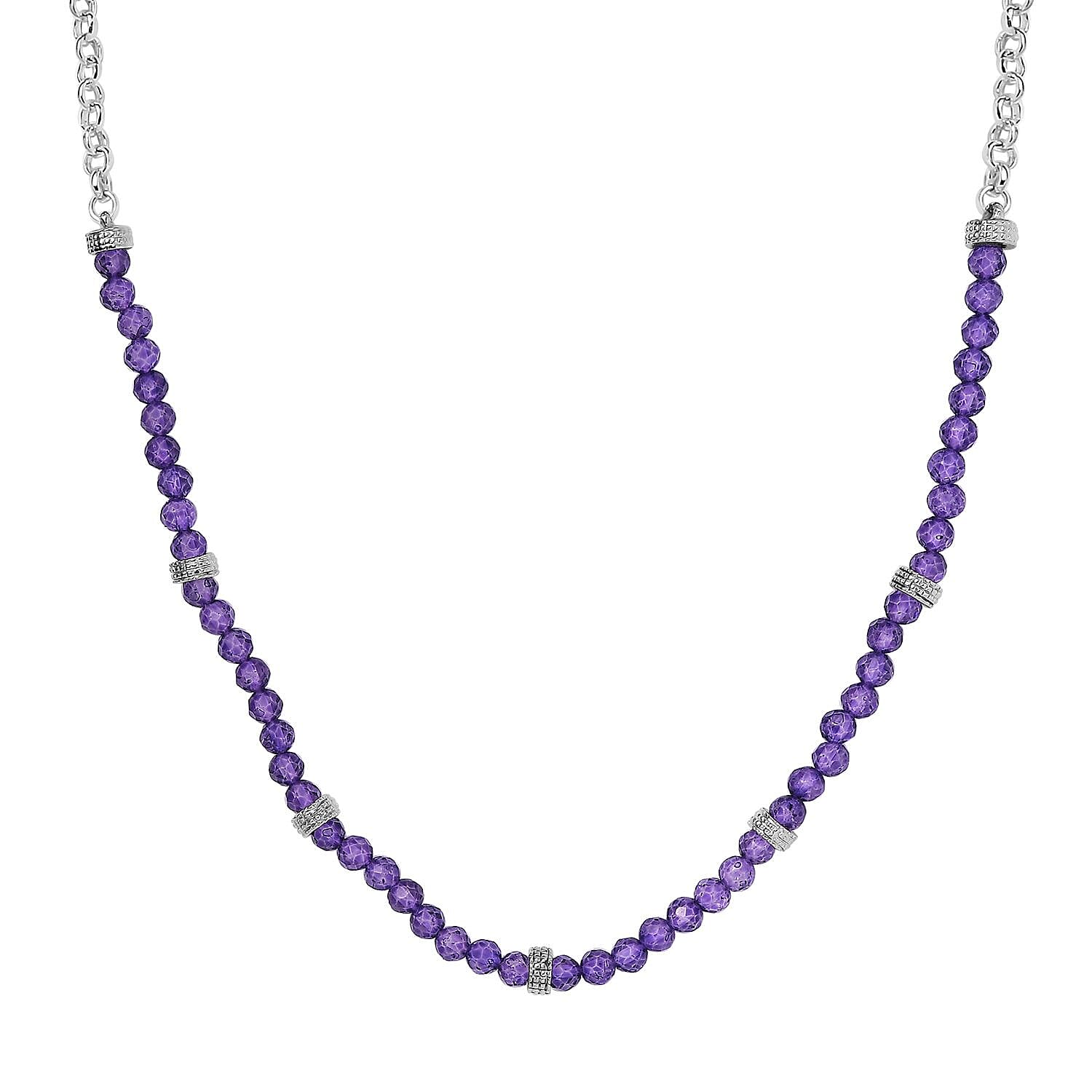 Karis African Amethyst 13.00 ctw Beaded Necklace in Platinum Bond 18 Inches