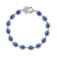 Kashmir Kyanite, White Zircon Shining Star Bracelet in Rhodium Over Sterling Silver (8.00 In) 13.30 ctw
