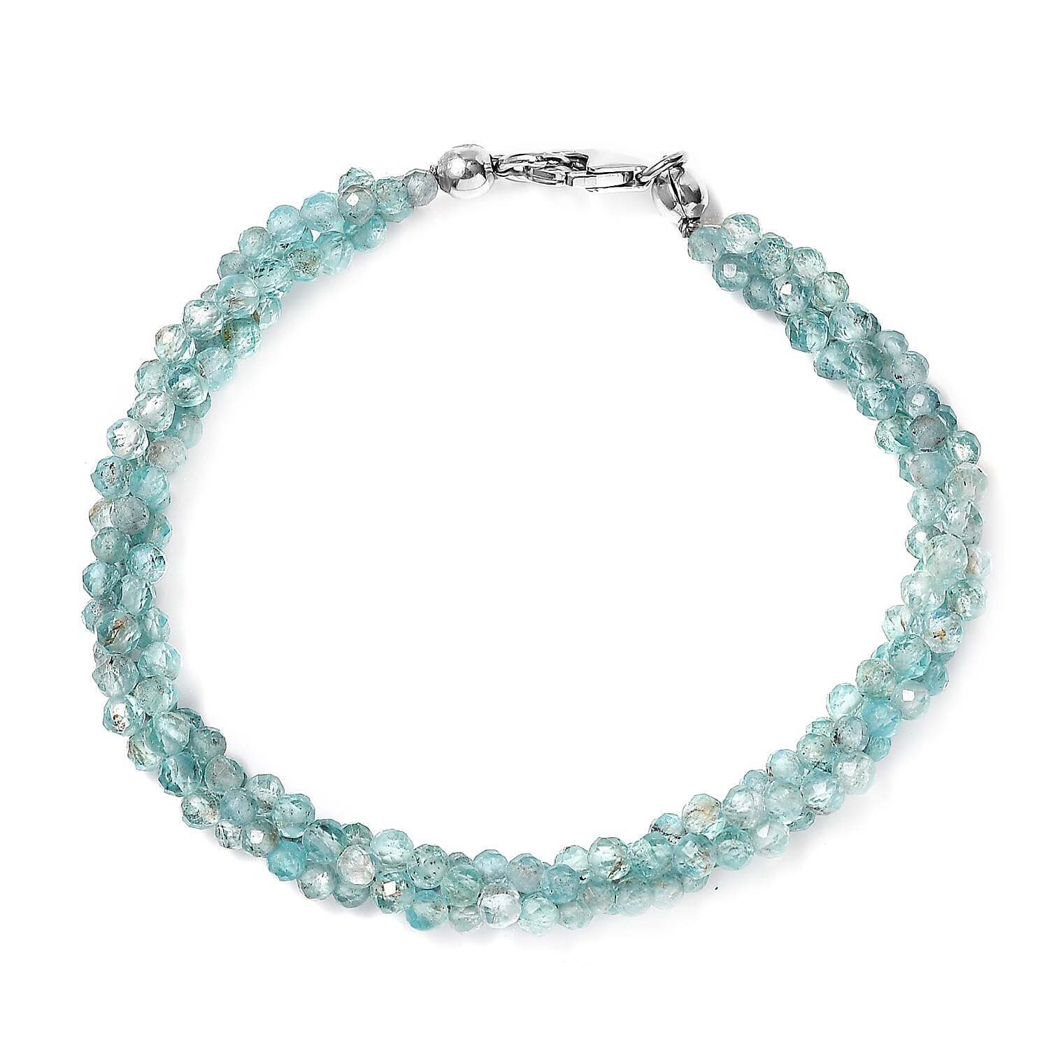 Apatite Beaded 35.00 ctw Bracelet in Rhodium Over Sterling Silve (7.25 In)