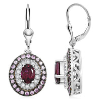 Orissa Rhodolite Garnet and Multi Gemstone 3.20 ctw Earrings in Rhodium Over Sterling Silver