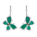 Verde Onyx, Brown and White Zircon 9.20 ctw Butterfly Earrings in Rhodium Over Sterling Silver - Sticky add to cart bar