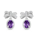 Moroccan Rose and Moissanite 2.00 ctw Love Bow Earrings in Rhodium Over Sterling Silver - Sticky add to cart bar
