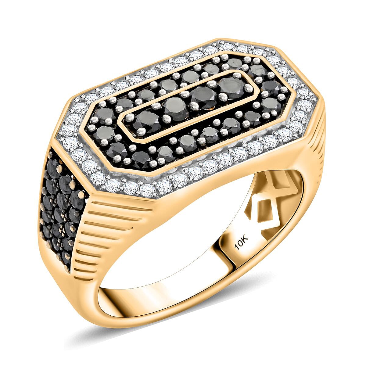 Hunter's Pick JCK Closeout 10K Yellow Gold Black Diamond (IR), Diamond Men's Ring (Size 10.0) (7.25 g) 2.00 ctw