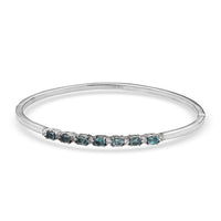 Doorbuster Betroka Blue Apatite, White Zircon Bangle Bracelet in Stainless Steel (7.25 In) 1.65 ctw