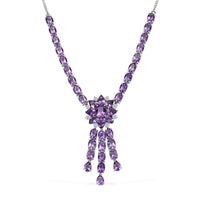 D'Joy Moroccan Rose and Moissanite 31.60 ctw Flower Necklace in Rhodium Over Sterling Silver 18-20 Inches
