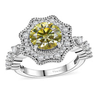 Yellow and White Moissanite 2.30 ctw Ring in Rhodium Over Sterling Silver