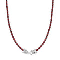 Tanzanian Wine Garnet and Thai Black Spinel 32.80 ctw Double Dragon Head Necklace in Rhodium Over Sterling Silver 18 Inches - Sticky add to cart bar