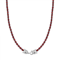 Tanzanian Wine Garnet and Thai Black Spinel 32.80 ctw Double Dragon Head Necklace in Rhodium Over Sterling Silver 18 Inches