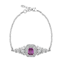 Simulated Alexandrite and Simulated Diamond Bracelet in Silvertone (7.00 In) 2.60 ctw