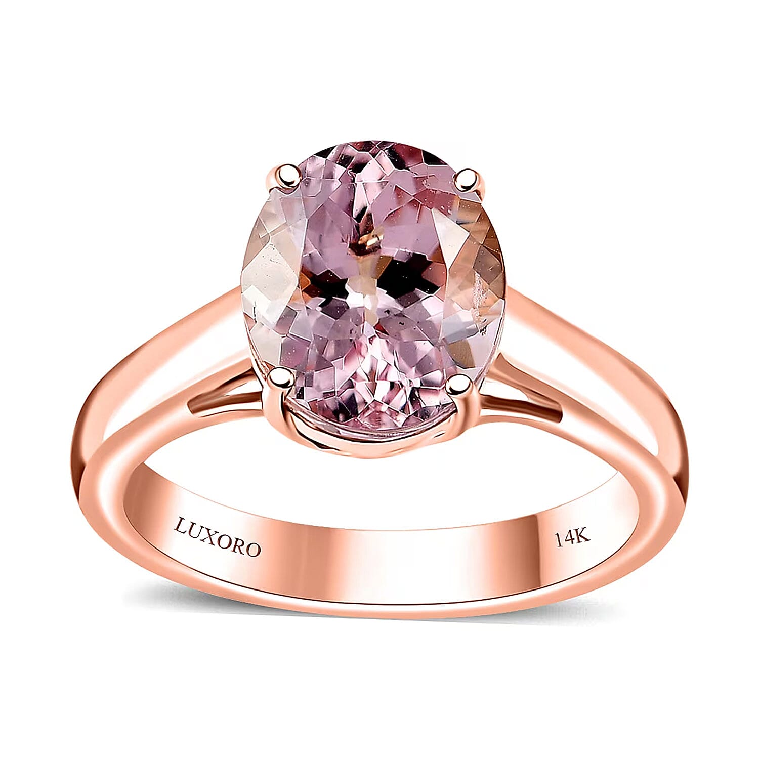 Certified & Appraised Luxoro AAA Pink Morganite 3.00 ctw Solitaire Ring in 14K Rose Gold (Size 6.0)