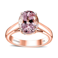 Certified & Appraised Luxoro AAA Pink Morganite 3.00 ctw Solitaire Ring in 14K Rose Gold (Size 6.0)