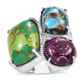 Mojave Green, Blue and Purple Turquoise Ring in Stainless Steel (Size 10.0) 23.35 ctw - Sticky add to cart bar
